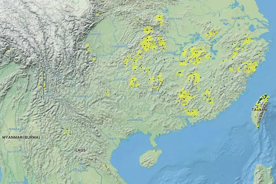 Pourthiaea arguta Native Range