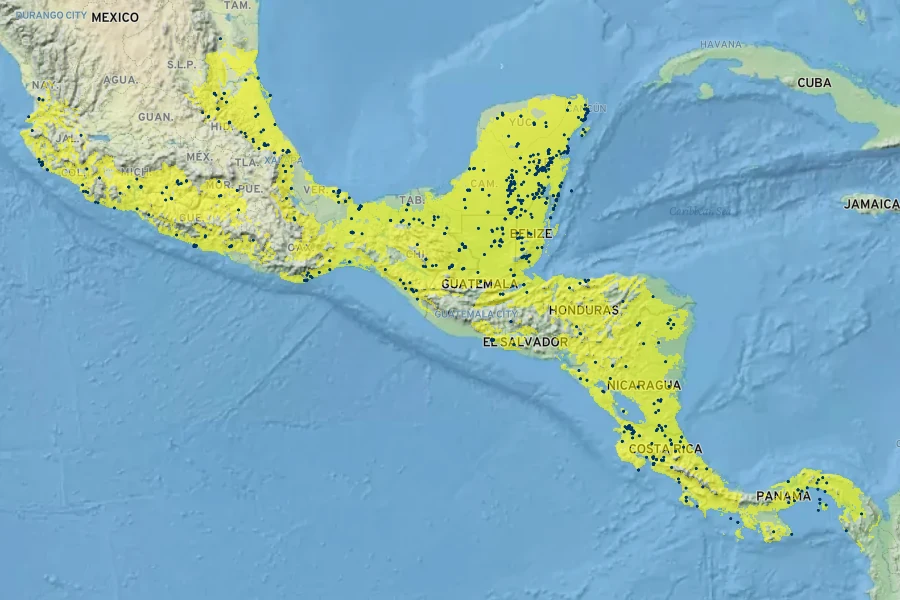Pouteria campechiana Native Range