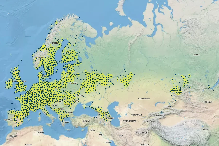 Primula veris Native Range