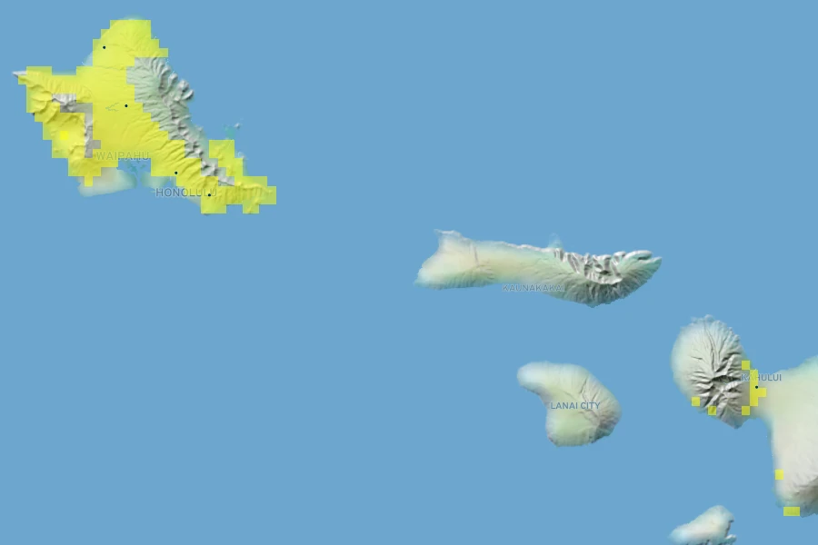 Pritchardia hillebrandii Native Range