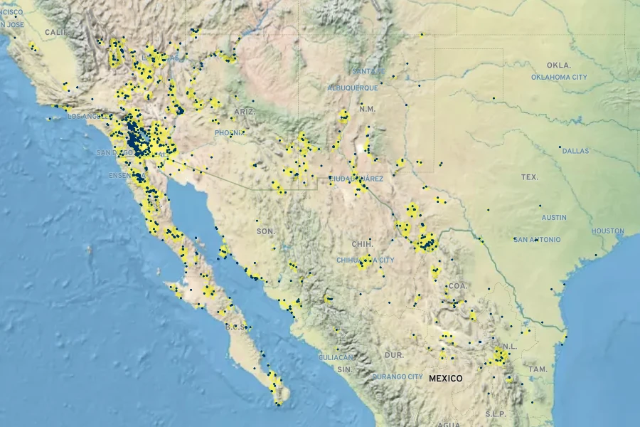 Prosopis glandulosa var. torreyana Native Range