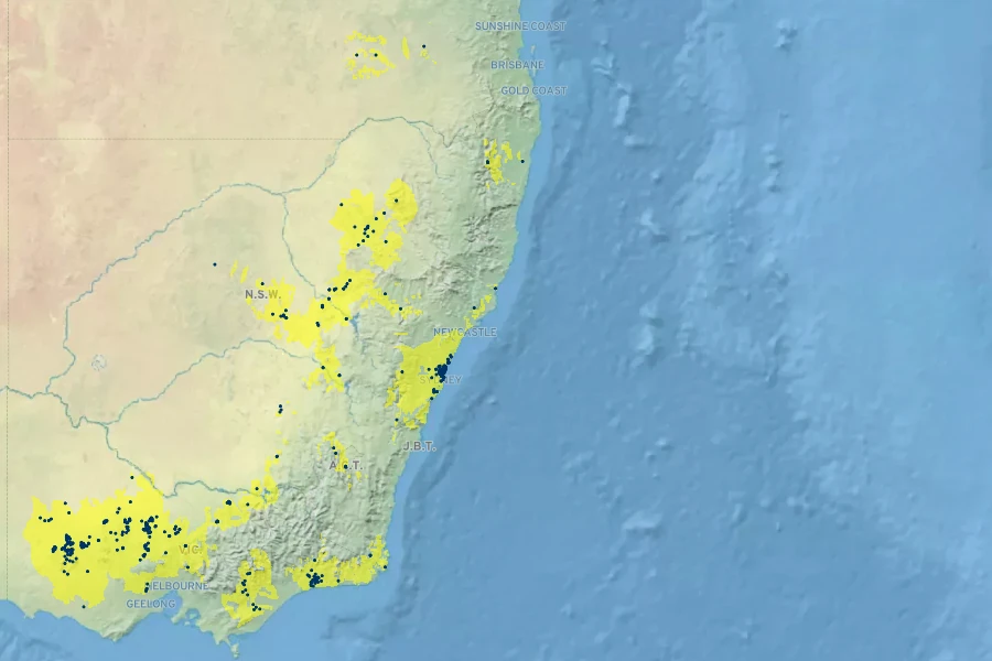 Prostanthera denticulata Native Range