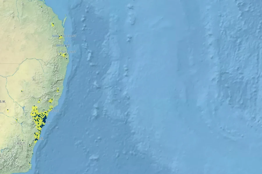 Prostanthera linearis Native Range