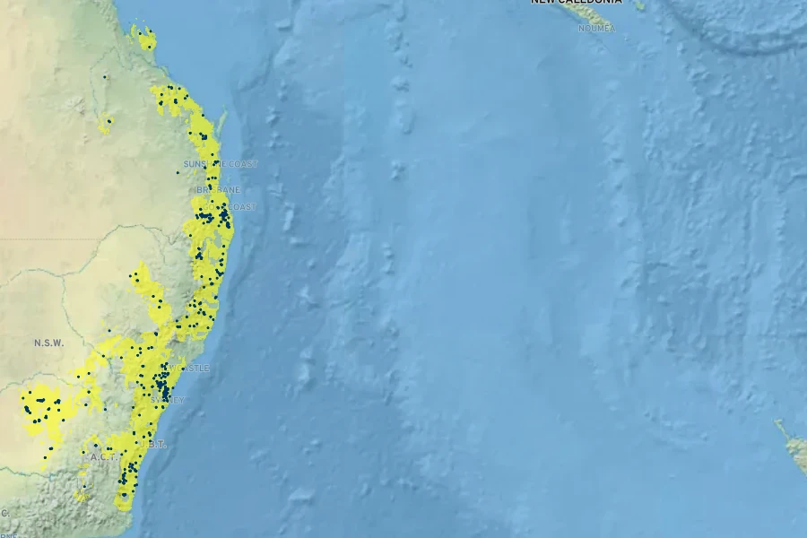 Prostanthera ovalifolia Native Range