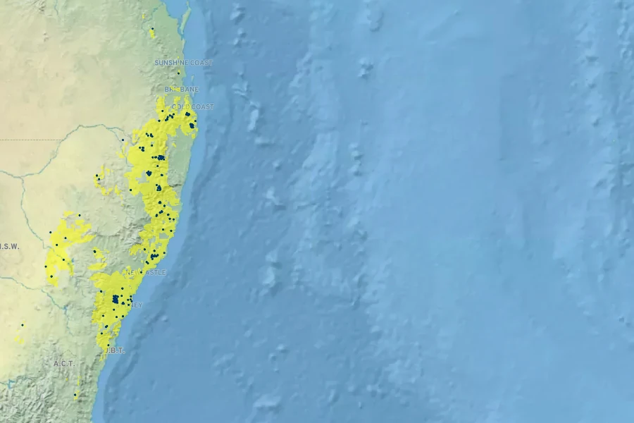 Prostanthera scutellarioides Native Range