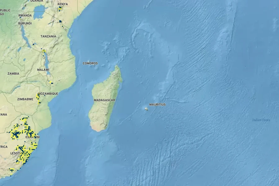 Protea caffra Native Range