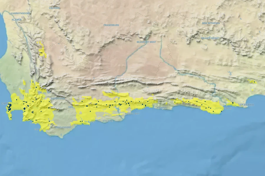 Protea coronata Native Range