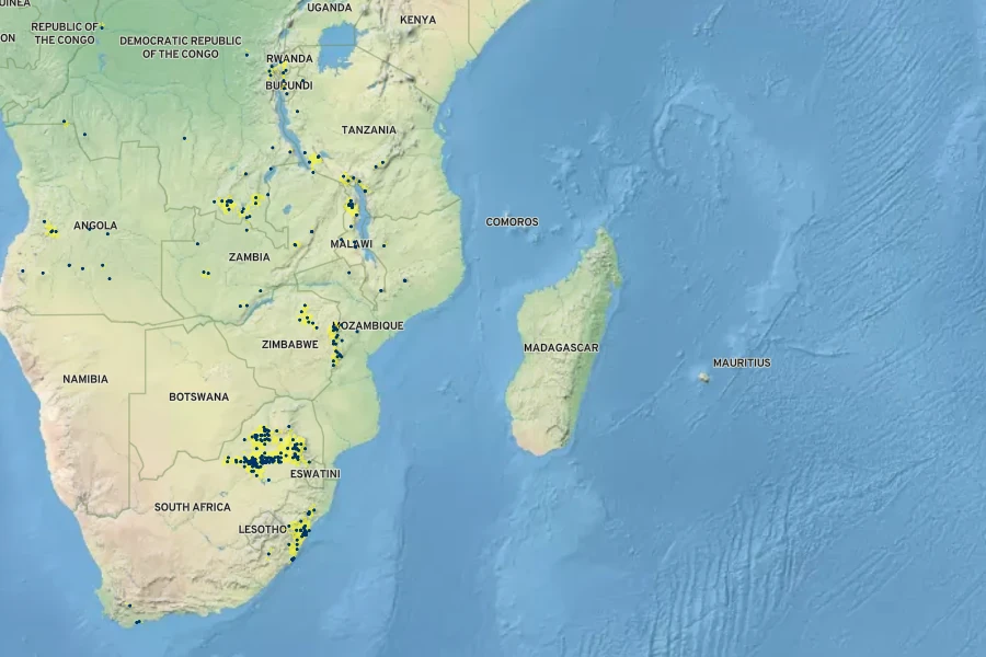 Protea welwitschii Native Range