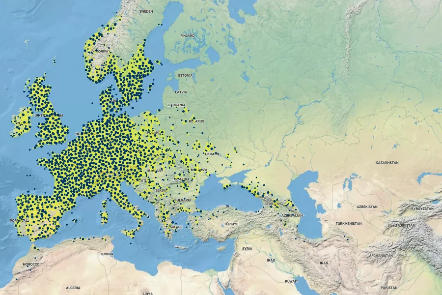 Prunus avium Native Range
