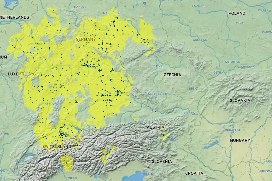 Prunus domestica subsp. pomariorum Native Range