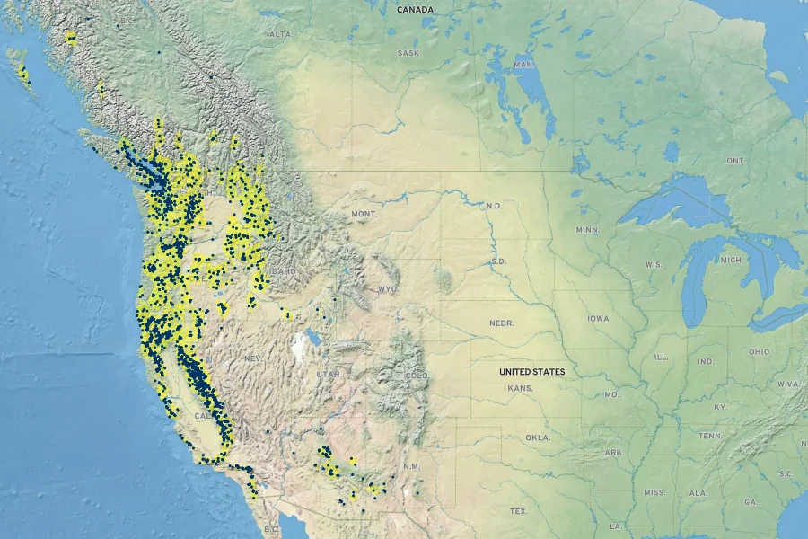 Prunus emarginata Native Range