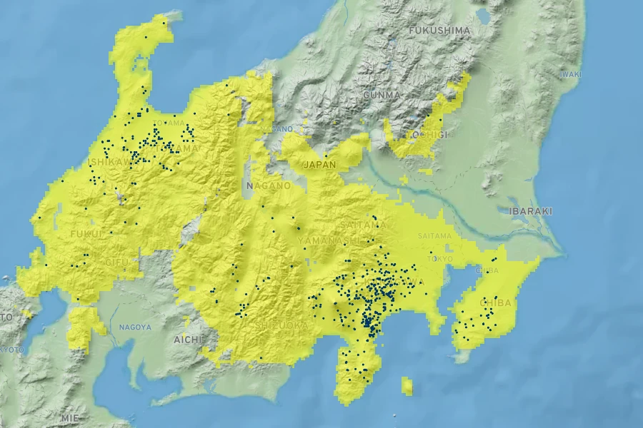 Prunus incisa Native Range