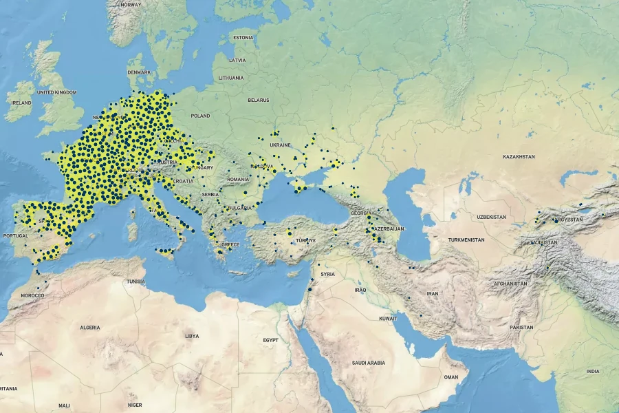 Prunus mahaleb Native Range