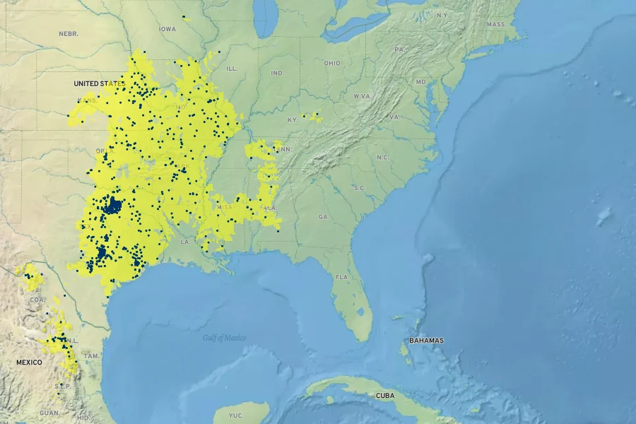 Prunus mexicana Native Range