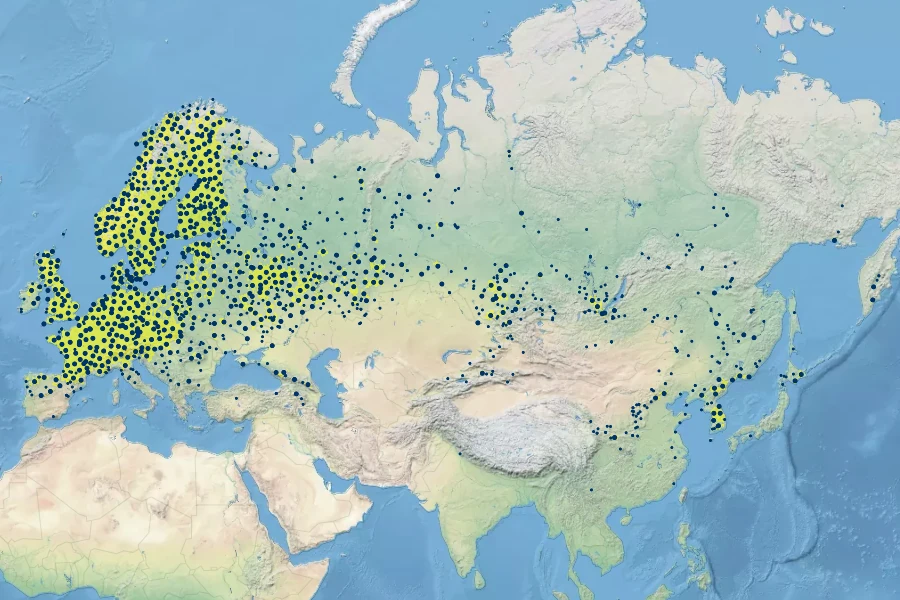 Prunus padus Native Range