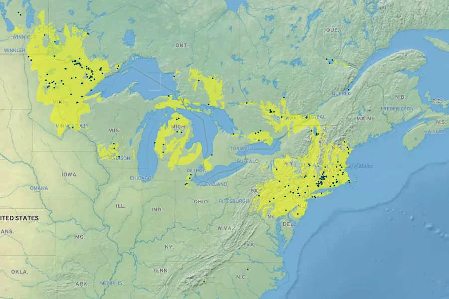 Prunus susquehanae Native Range