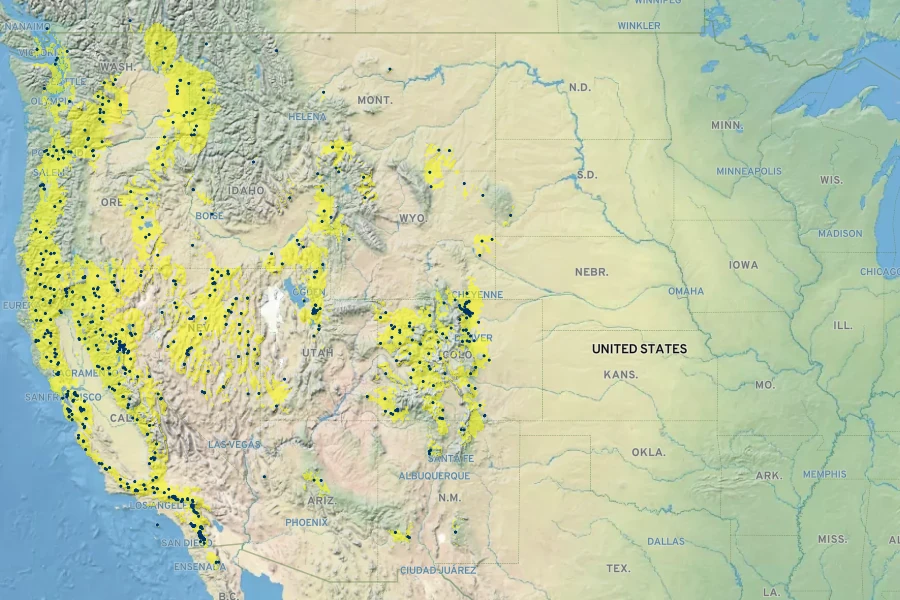 Prunus virginiana var. demissa Native Range