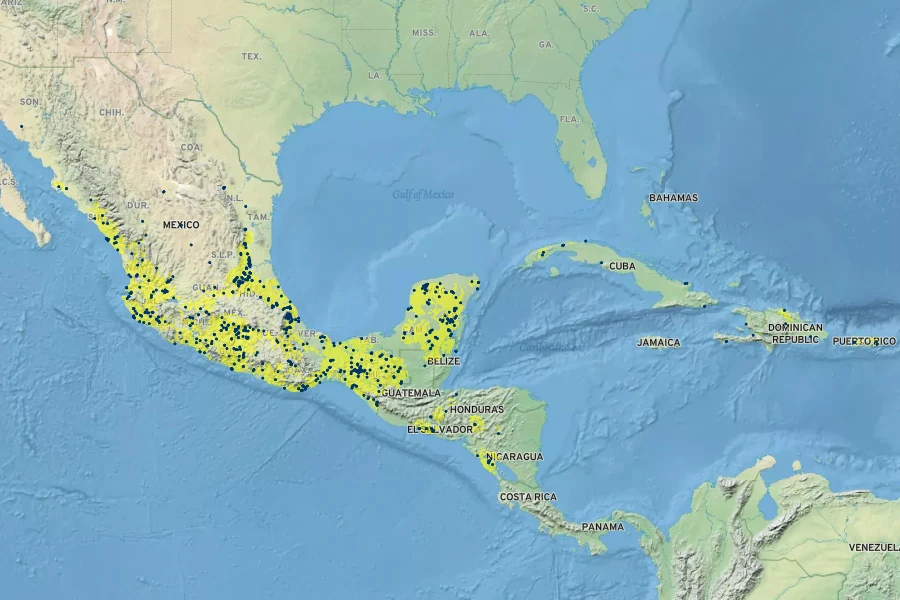 Pseudobombax ellipticum Native Range