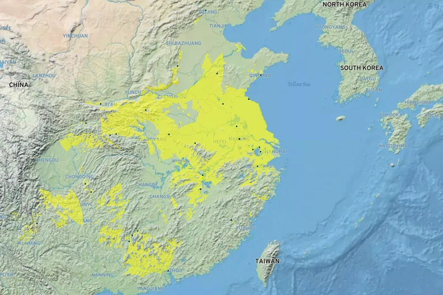 Pseudocydonia sinensis Native Range