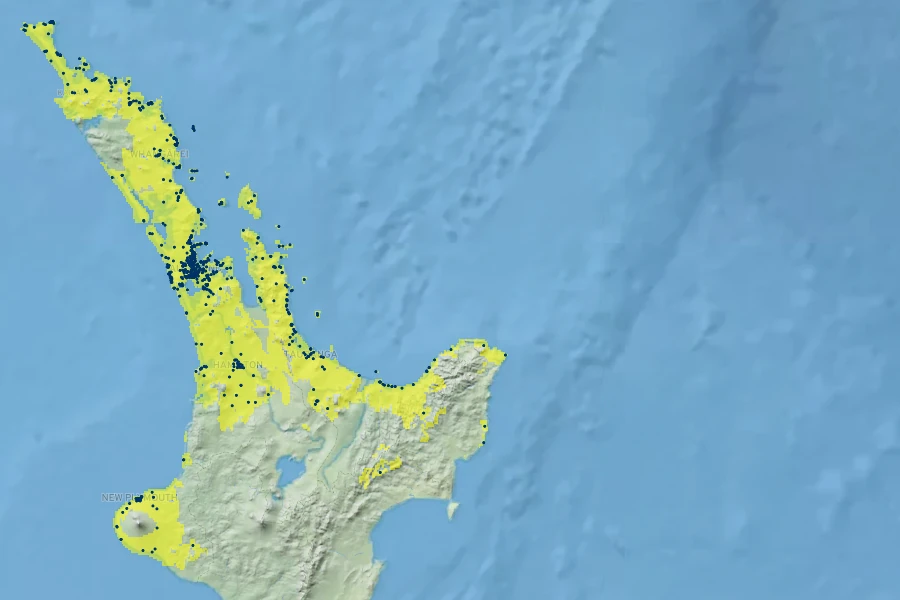Pseudopanax lessonii Native Range
