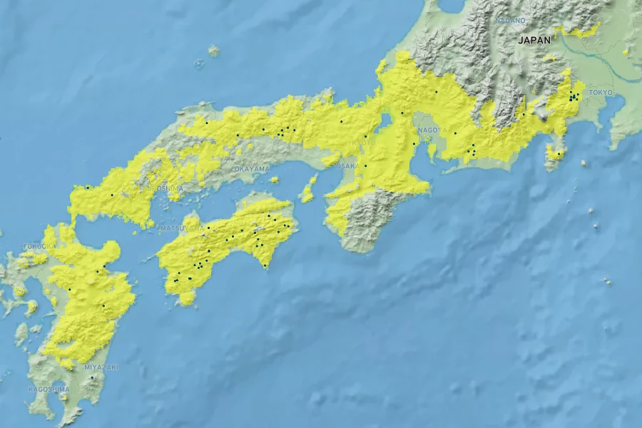 Pseudopyxis depressa Native Range