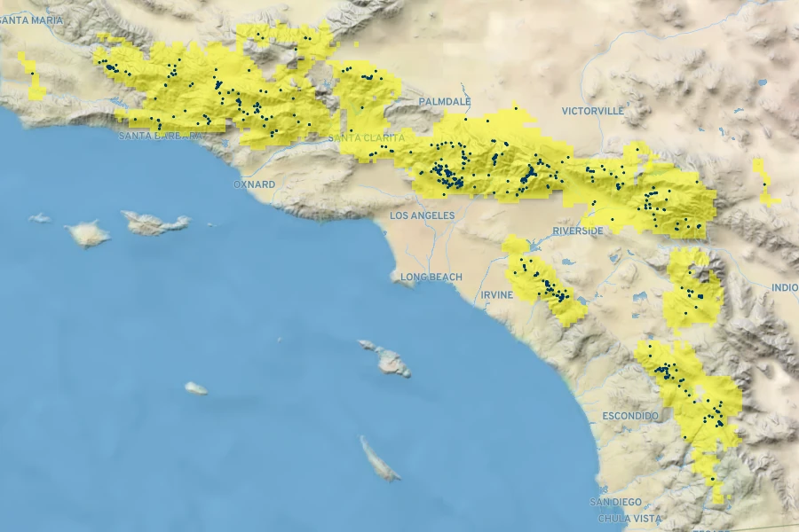 Pseudotsuga macrocarpa Native Range