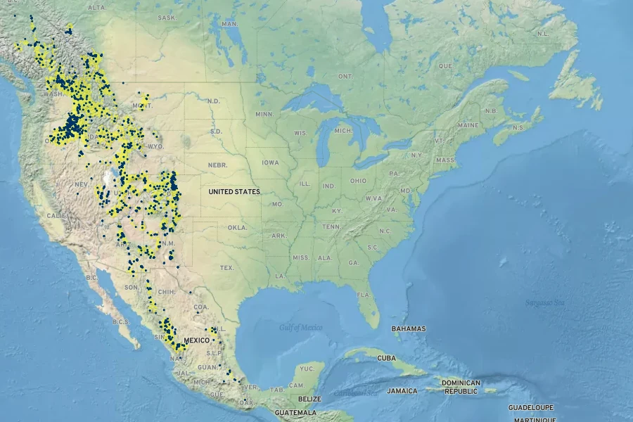 Pseudotsuga menziesii var. glauca Native Range