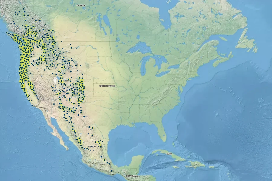 Pseudotsuga menziesii Native Range