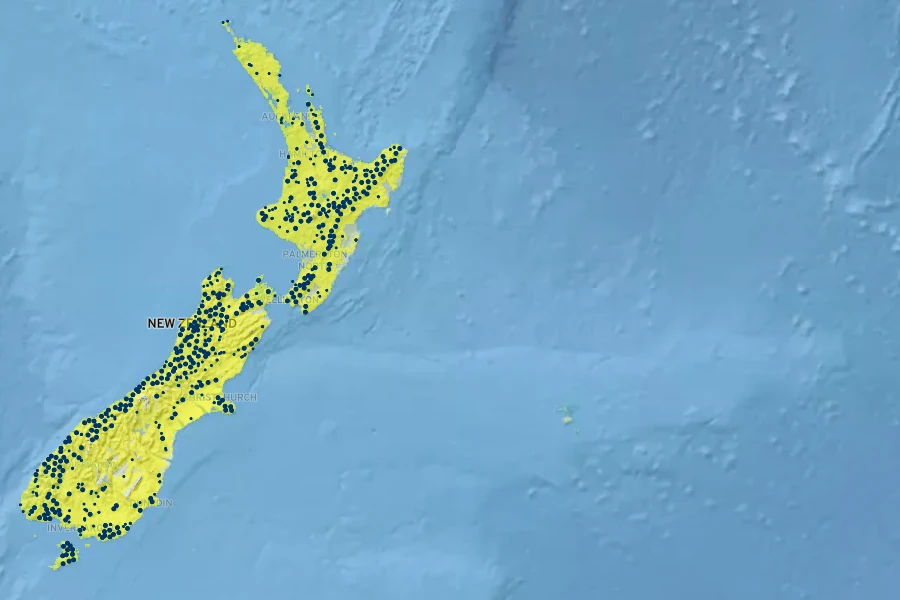 Pseudowintera colorata Native Range