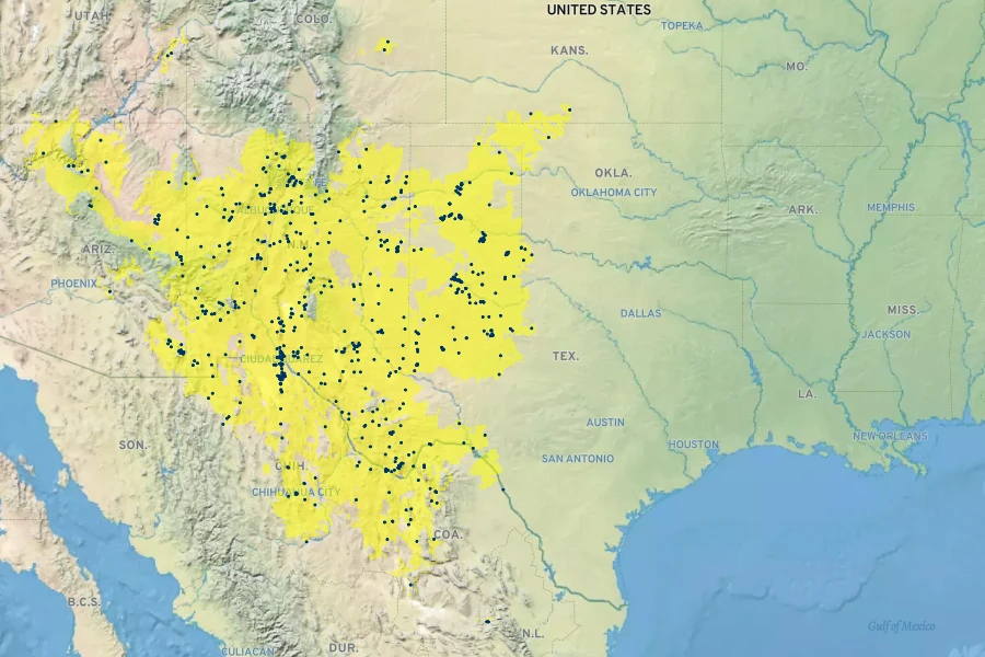 Psilostrophe tagetina Native Range