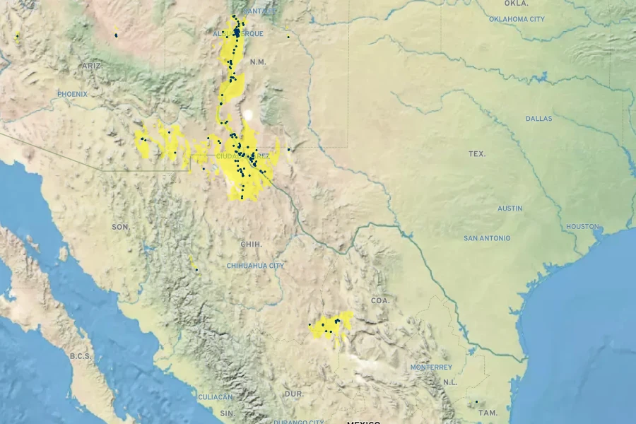 Psorothamnus scoparius Native Range