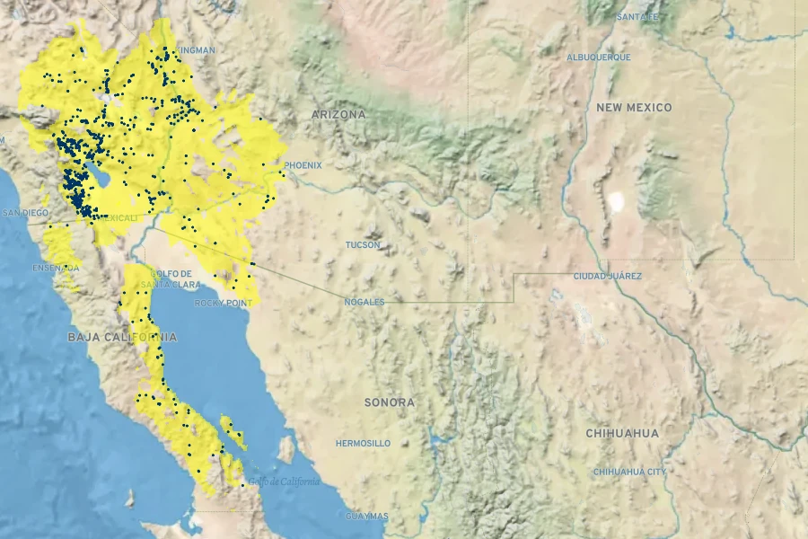 Psorothamnus spinosus Native Range