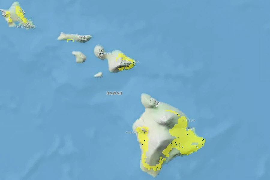 Psychotria hawaiiensis Native Range