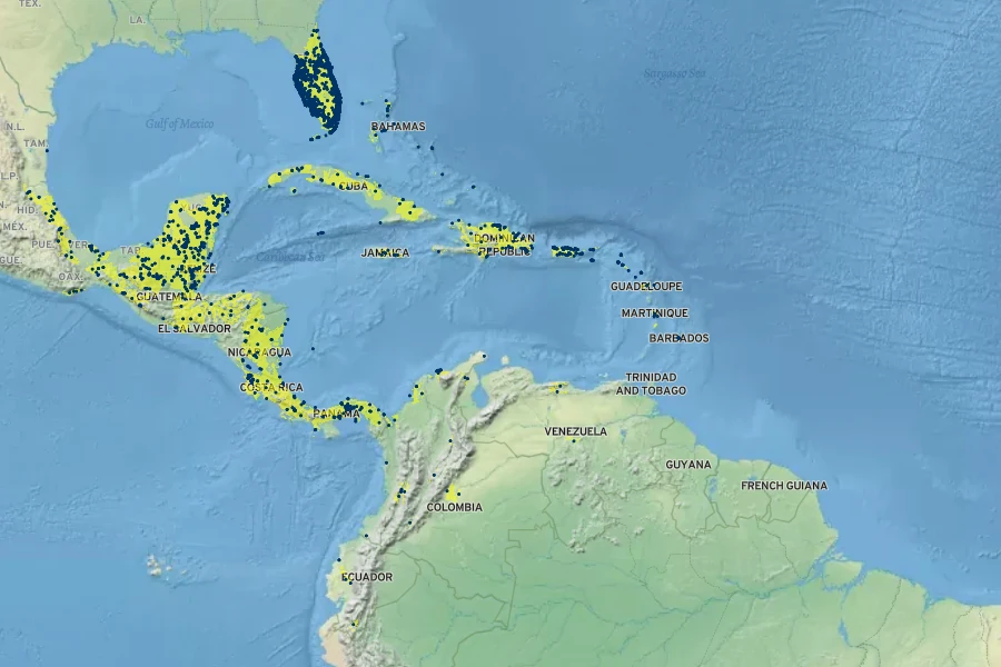Psychotria nervosa Native Range