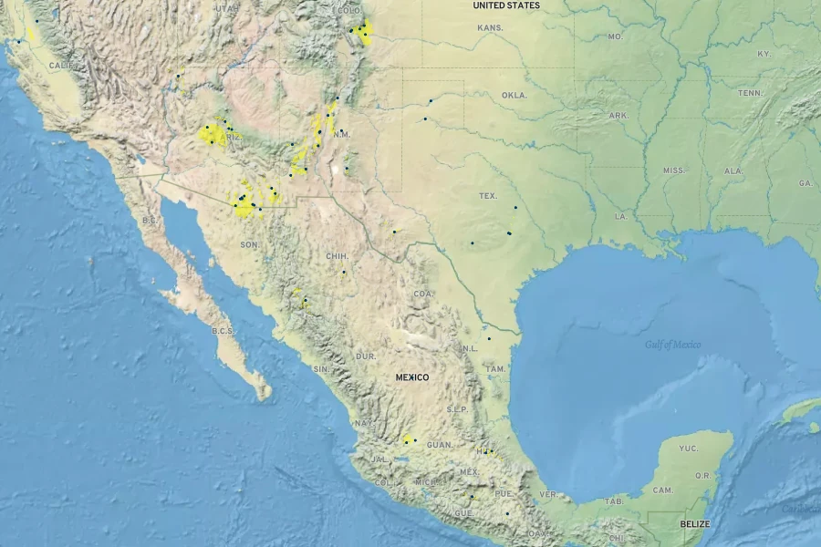 Ptelea trifoliata subsp. angustifolia Native Range