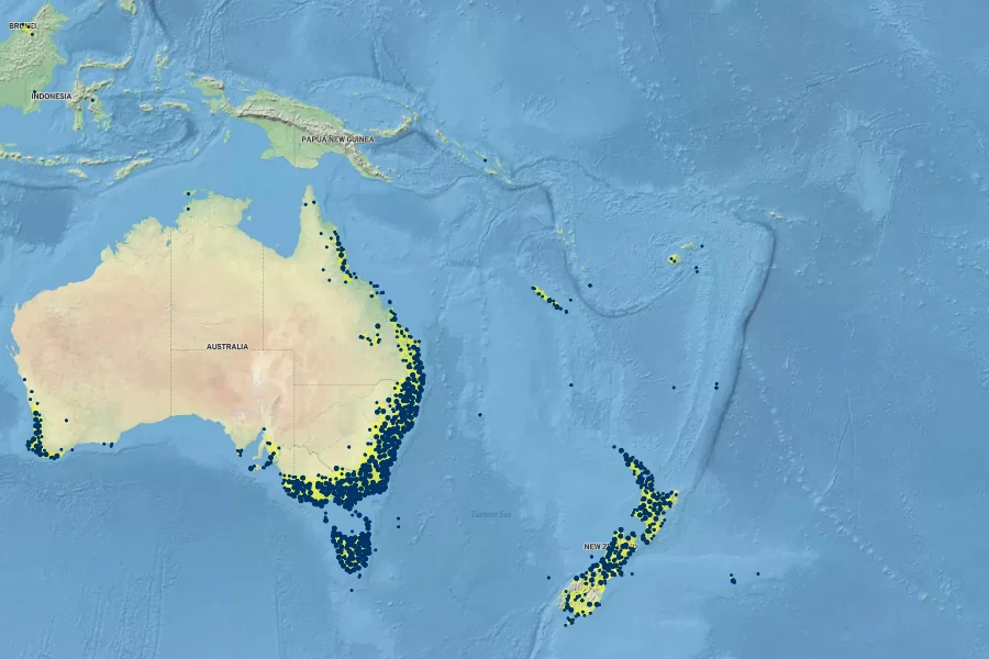 Pteridium esculentum Native Range