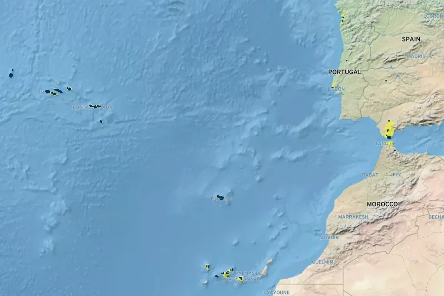 Pteris incompleta Native Range