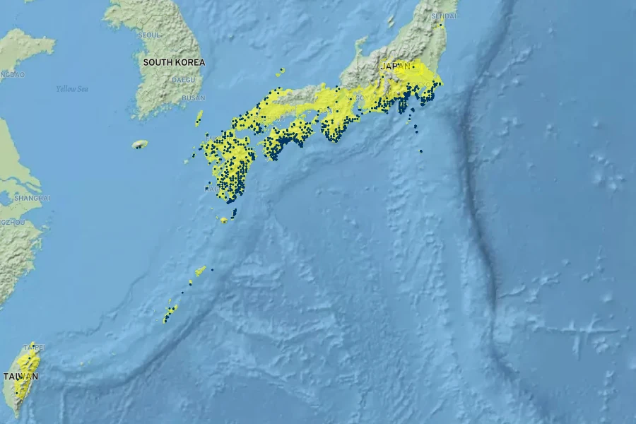 Pteris parkeri Native Range