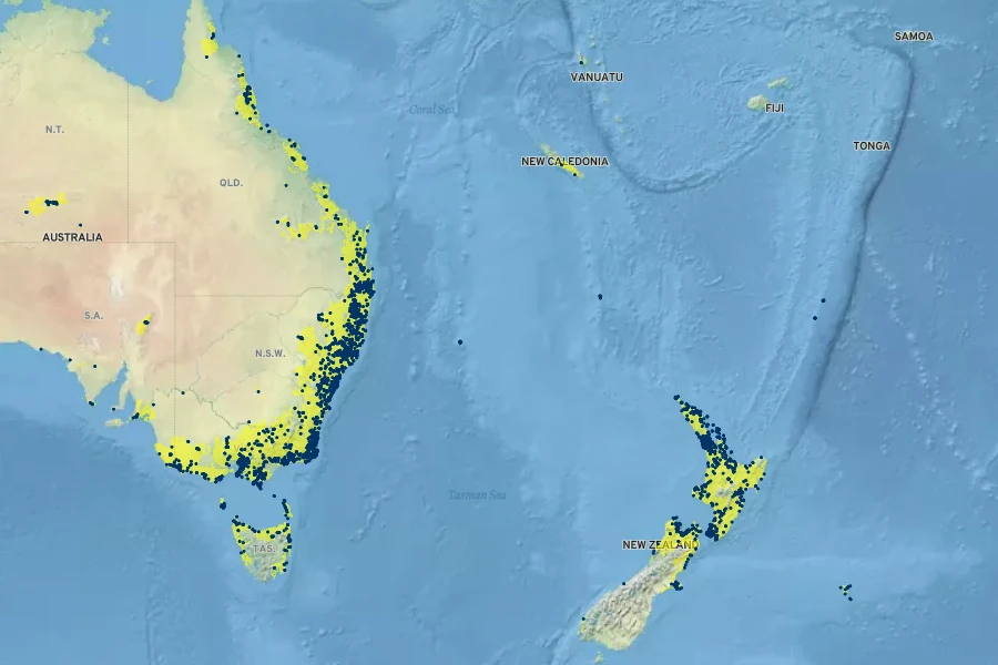 Pteris tremula Native Range