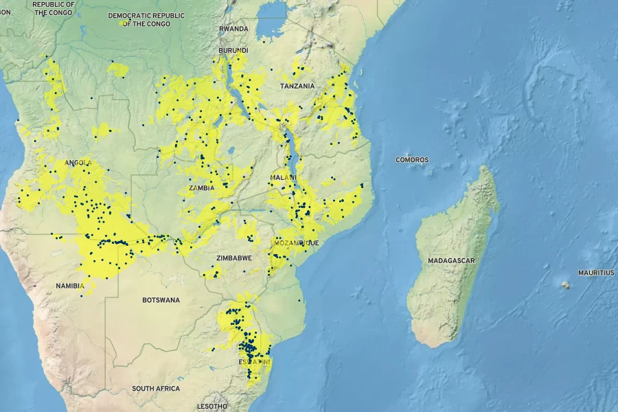 Pterocarpus angolensis Native Range