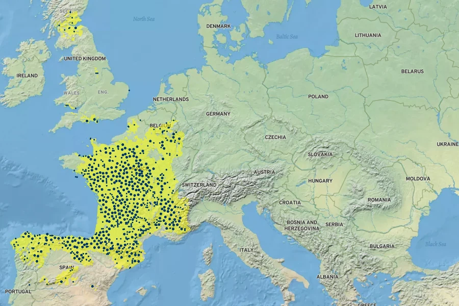Pulmonaria longifolia Native Range