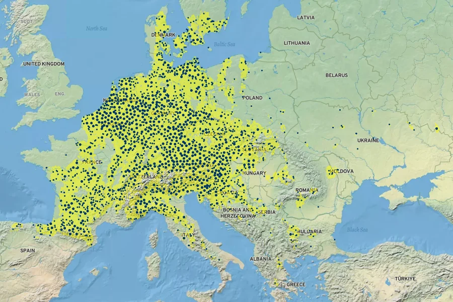 Pulmonaria officinalis Native Range