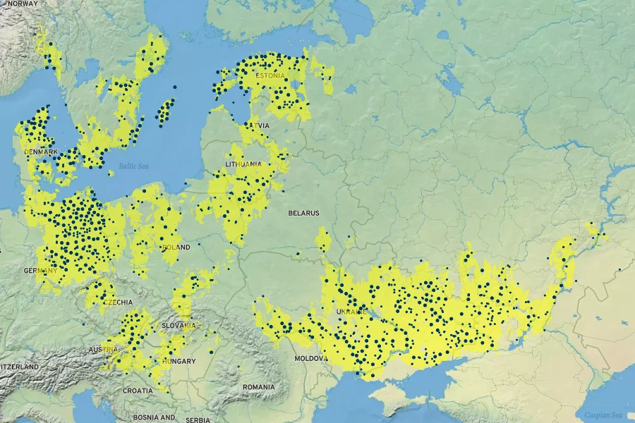 Pulsatilla pratensis Native Range