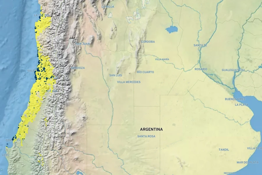 Puya chilensis Native Range