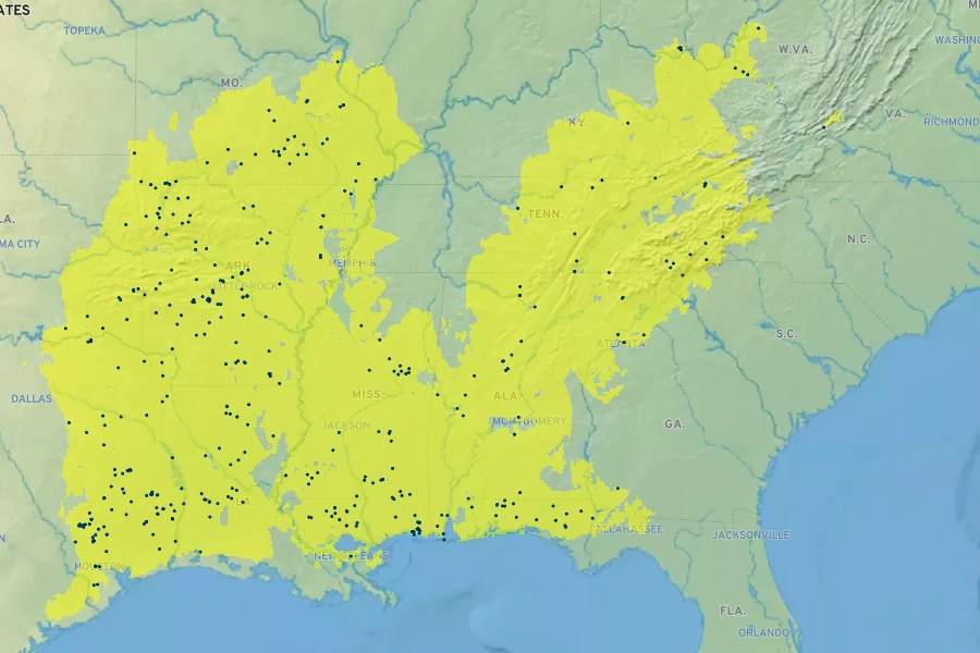 Pycnanthemum albescens Native Range
