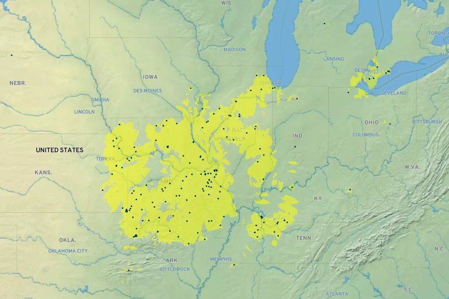 Pycnanthemum pilosum Native Range