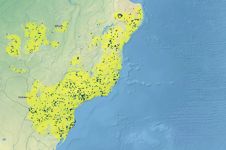 Pyrostegia venusta Native Range
