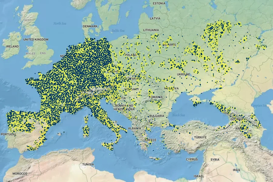 Pyrus communis Native Range