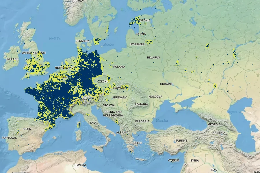Pyrus pyraster Native Range