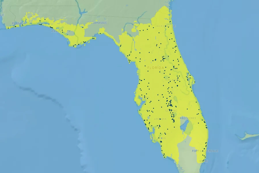 Quercus chapmanii Native Range